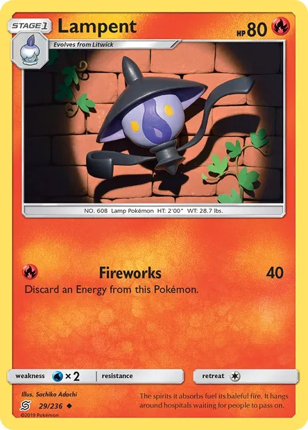Lampent, Pokémon card UNM 29 — Unified Minds set