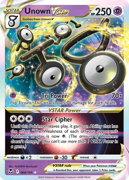 Unown VSTAR, Pokémon card SIT 066 — Silver Tempest set