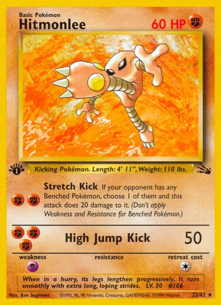 Hitmonlee, Pokémon card FO 22 — Fossil set