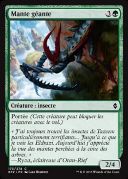 Mante géante, carte Magic BFZ 173 — extension La bataille de Zendikar