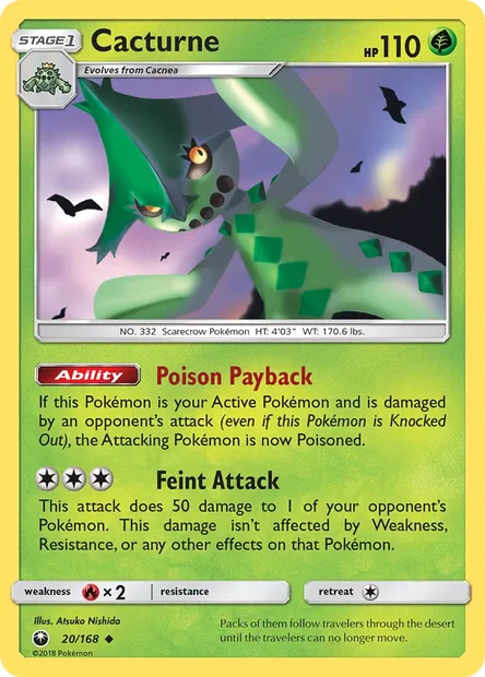 Cacturne, Pokémon card CES 20 — Celestial Storm set