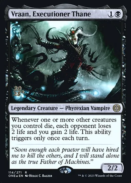 Vraan, Executioner Thane, Magic card PONE 114s — Phyrexia: All Will Be One Promos set