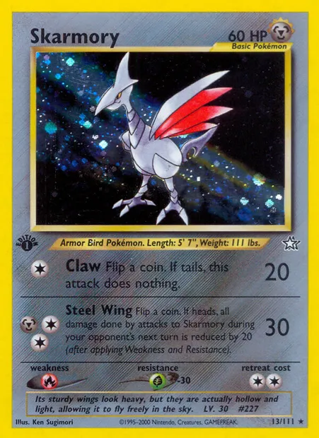 Skarmory, Pokémon card NG 13 — Neo Genesis set