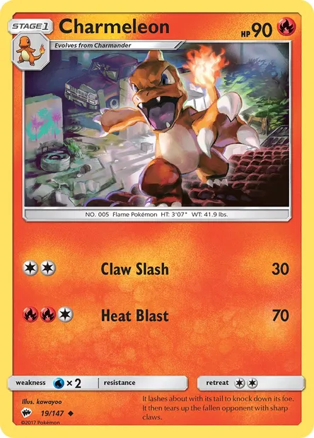 Charmeleon, Pokémon card BUS 19 — Burning Shadows set