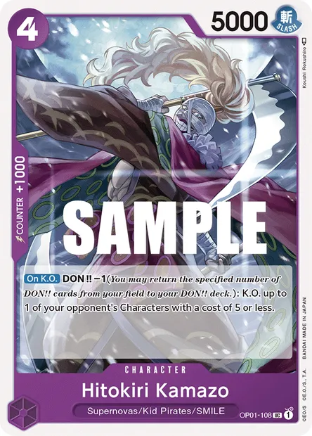 Hitokiri Kamazo, One Piece card OP01-108 — ROMANCE DAWN set