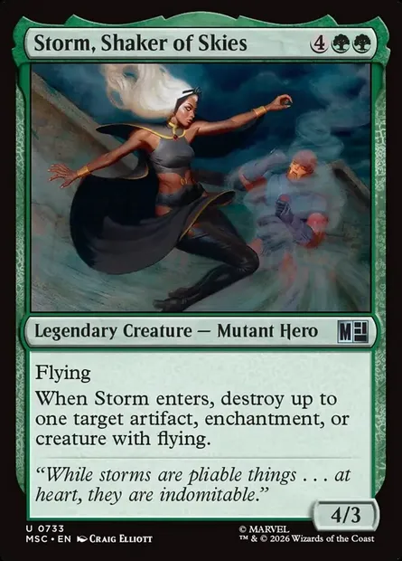 Storm, Shaker of Skies, Magic card MSC 733 — Marvel Super Heroes Commander set
