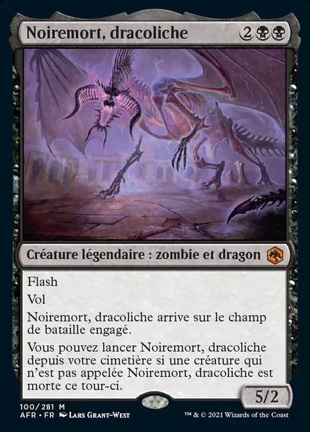 Noiremort, dracoliche, carte Magic AFR 100 — extension Forgotten Realms: Aventures dans les Royaumes Oubliés