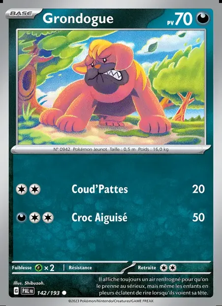 Grondogue, carte Pokémon PAL 142 — extension Évolutions à Paldea