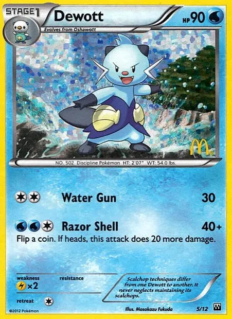 Dewott, Pokémon card MCD12 5 — McDonald's Collection 2012 set