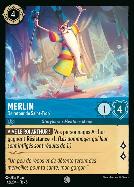Merlin - De retour de Saint-Trop', carte Disney Lorcana CH5-142 — extension Ciel Scintillant