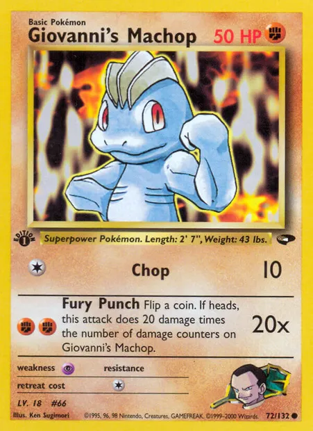 Giovanni's Machop, carte Pokémon GC 72 — extension Gym Challenge
