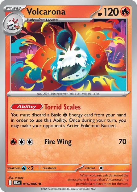 Volcarona, Pokémon card BLK 016 — Black Bolt set