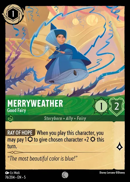 Merryweather - Good Fairy, Disney Lorcana card CH5-076 — Shimmering Skies set