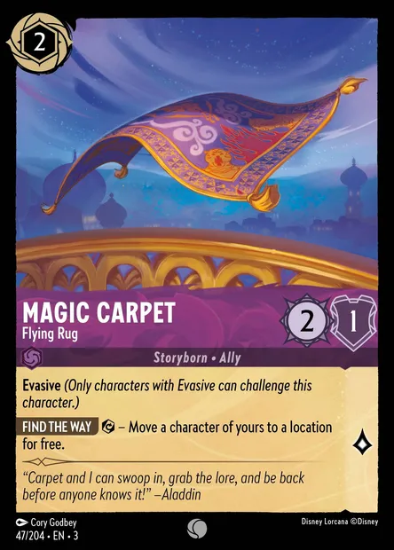 Magic Carpet - Flying Rug, Disney Lorcana card CH3-047 — Into the Inklands set