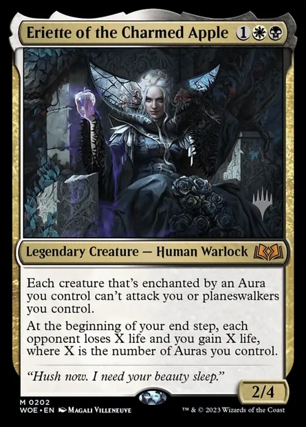 Eriette de la pomme enchantée, carte Magic PWOE 202p — extension Wilds of Eldraine Promos