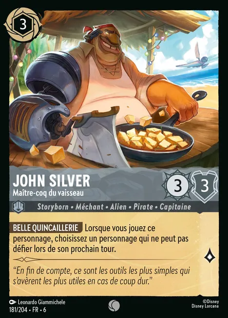 John Silver - Maître-coq du vaisseau, carte Disney Lorcana CH6-181 — extension La Mer Azurite