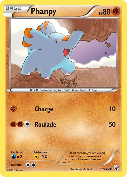 Phanpy, carte Pokémon PLS 71 — extension Tempète Plasma