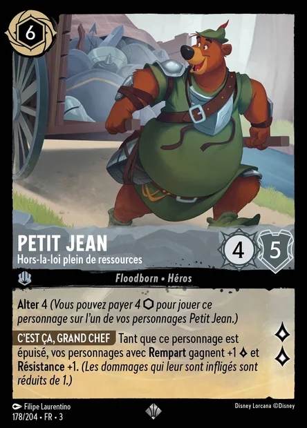 Petit Jean - Hors-la-loi plein de ressources, carte Disney Lorcana CH3-178 — extension Les Terres d'Encres
