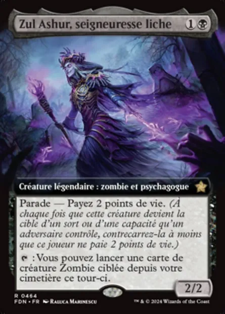 Zul Ashur, seigneuresse liche, carte Magic FDN 464 — extension Foundations