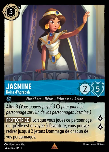 Jasmine - Reine d'Agrabah, carte Disney Lorcana CH1-149 — extension Premier Chapitre