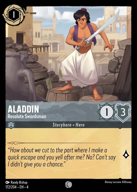 Aladdin - Resolute Swordsman, Disney Lorcana card CH4-172 — Ursula's Return set