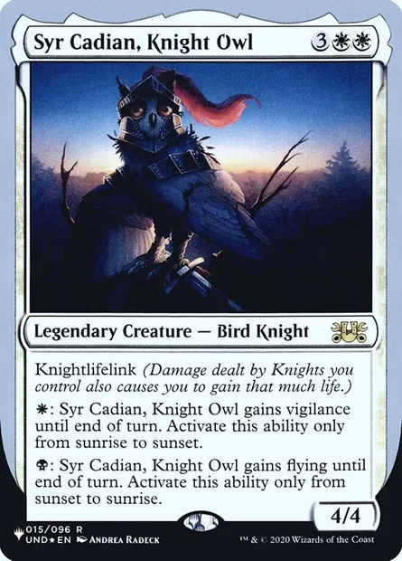 Syr Cadian, Knight Owl, Magic card ULST 9 — The List (Unfinity Foil Edition) set