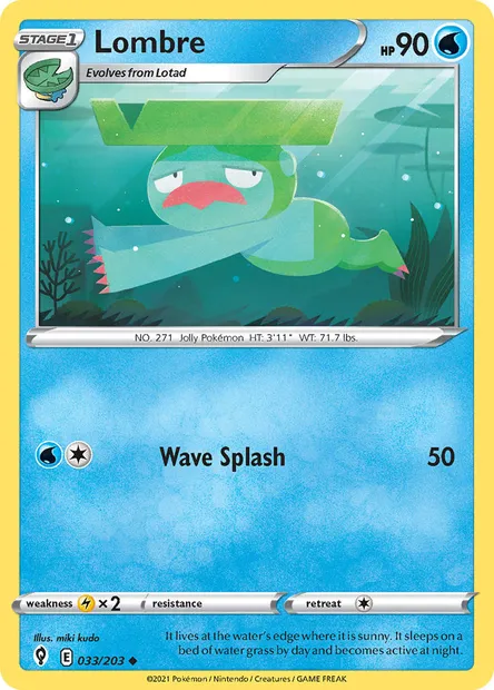 Lombre, Pokémon card EVS 33 — Evolving Skies set