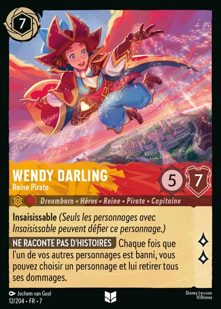 Wendy Darling - Reine Pirate, carte Disney Lorcana CH7-012 — extension L'île d'Archazia