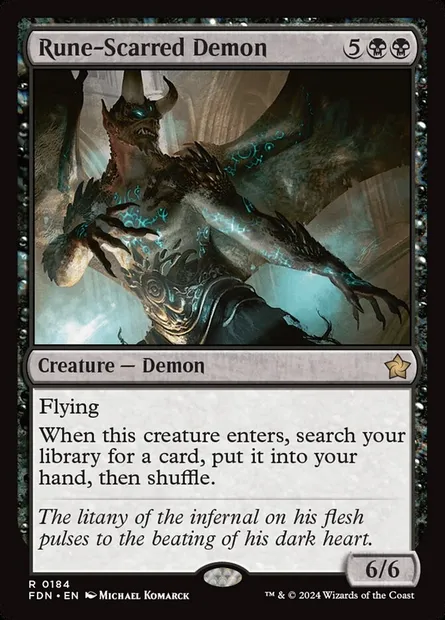 Rune-Scarred Demon, Magic card FDN 184 — Foundations set