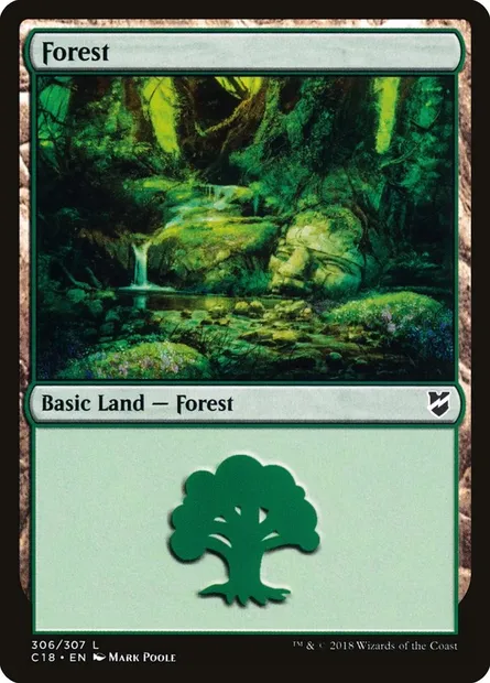 Forest, Magic card C18 306 — Commander 2018 set