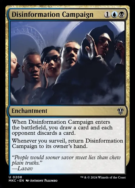 Disinformation Campaign, Magic card MKC 208 — Murders at Karlov Manor Commander set