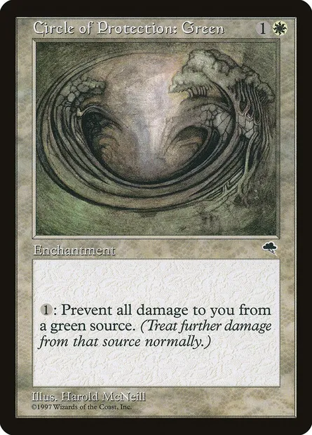 Circle of Protection: Green, Magic card TMP 10 — Tempest set