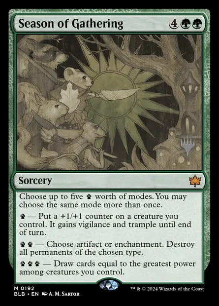 Saison de la cueillette, carte Magic PBLB 192p — extension Bloomburrow Promos
