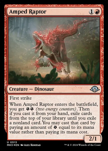 Amped Raptor, Magic card MH3 513 — Modern Horizons 3 set