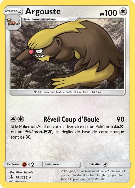 Argouste, carte Pokémon UNM 181 — extension Harmonie des Esprits