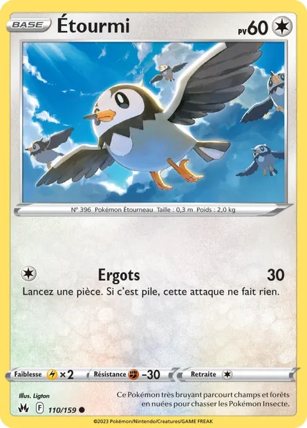 Étourmi, carte Pokémon CRZ 110 — extension Zénith Suprême