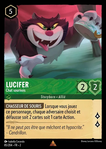 Lucifer - Chat sournois, carte Disney Lorcana CH2-085 — extension L'Ascension des Floodborn