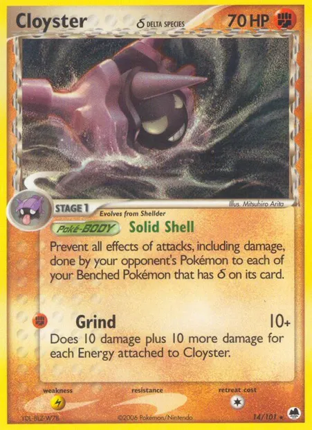 Cloyster δ, Pokémon card DF 14 — Dragon Frontiers set