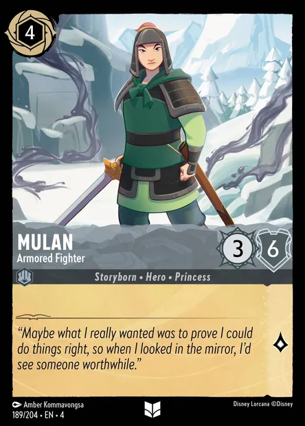Mulan - Armored Fighter, Disney Lorcana card CH4-189 — Ursula's Return set