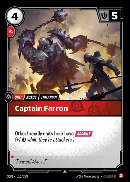 Captain Farron, Riftbound card OGN 015 — Origins set