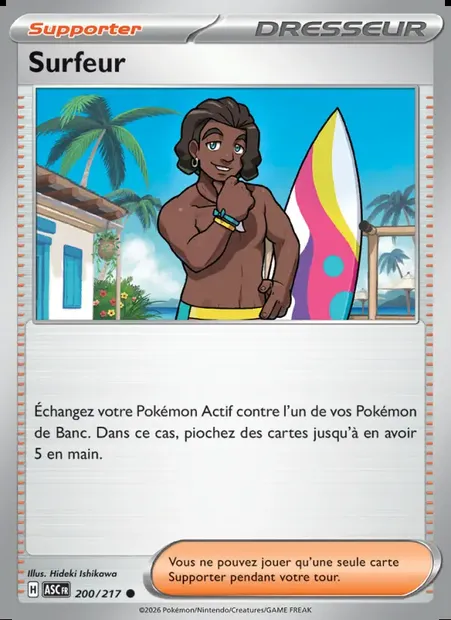 Surfeur, carte Pokémon ASC 200 — extension Héros Transcendants
