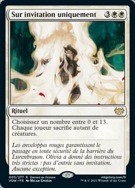 Sur invitation uniquement, carte Magic VOW 5 — extension Innistrad : noce écarlate