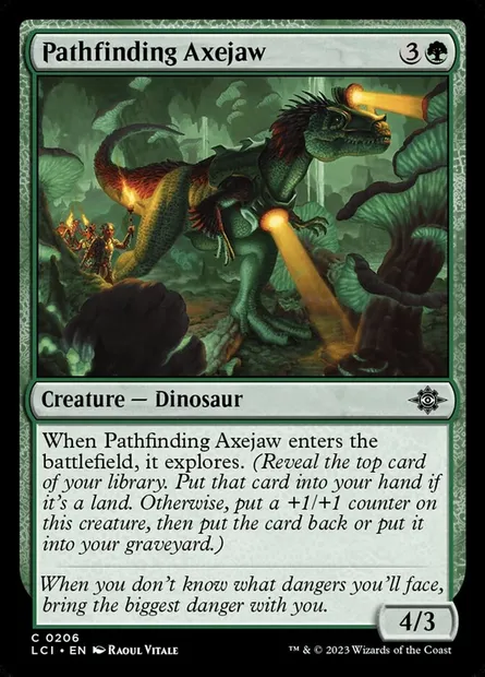 Pathfinding Axejaw, Magic card LCI 206 — The Lost Caverns of Ixalan set