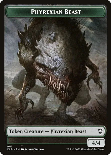 Phyrexian Beast, carte Magic TCLB 41 — extension Battle for Baldur's Gate Tokens