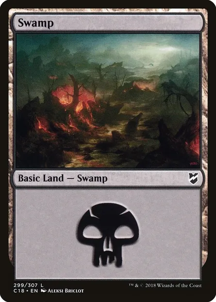 Swamp, Magic card C18 299 — Commander 2018 set