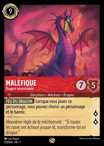 Maléfique - Dragon monstrueux, carte Disney Lorcana CH1-113 — extension Premier Chapitre