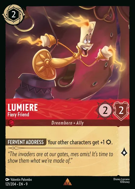 Lumiere - Fiery Friend, Disney Lorcana card CH9-121 — Fabled set