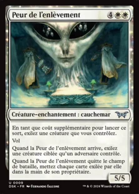 Peur de l'enlèvement, carte Magic DSK 9 — extension Duskmourn: House of Horror