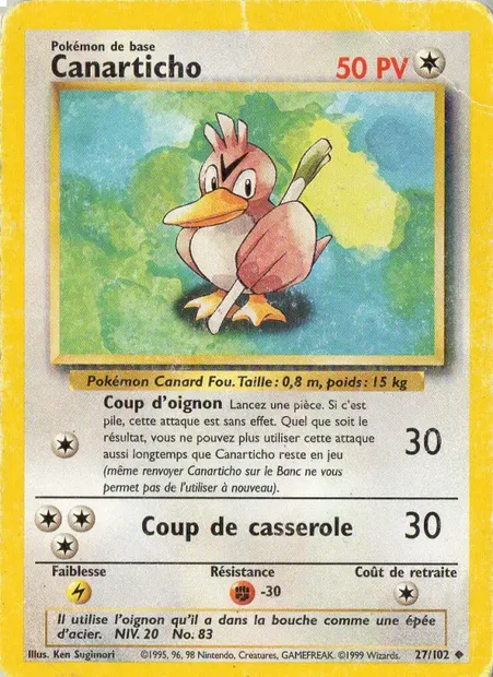 Canarticho, carte Pokémon BS 27 — extension Set de Base