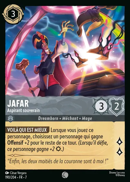 Jafar - Aspirant souverain, carte Disney Lorcana CH7-190 — extension L'île d'Archazia